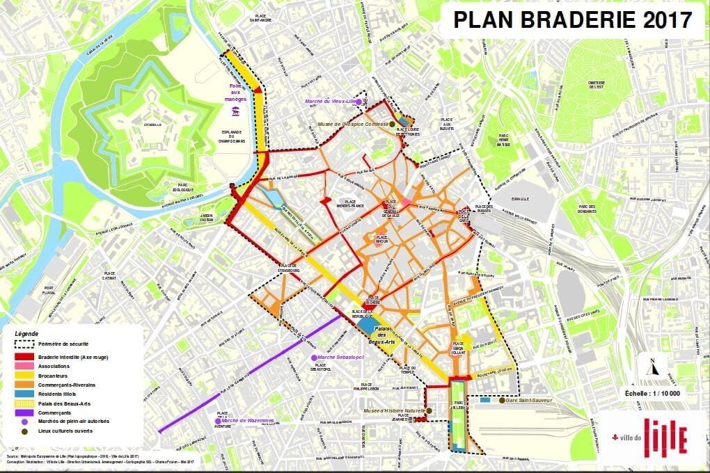 kaart van Lille, braderie