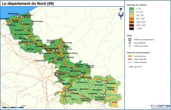topografische kaart van Lille