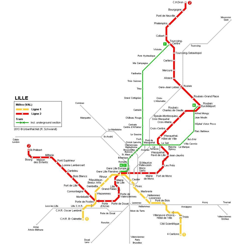 kaart van Lille trein