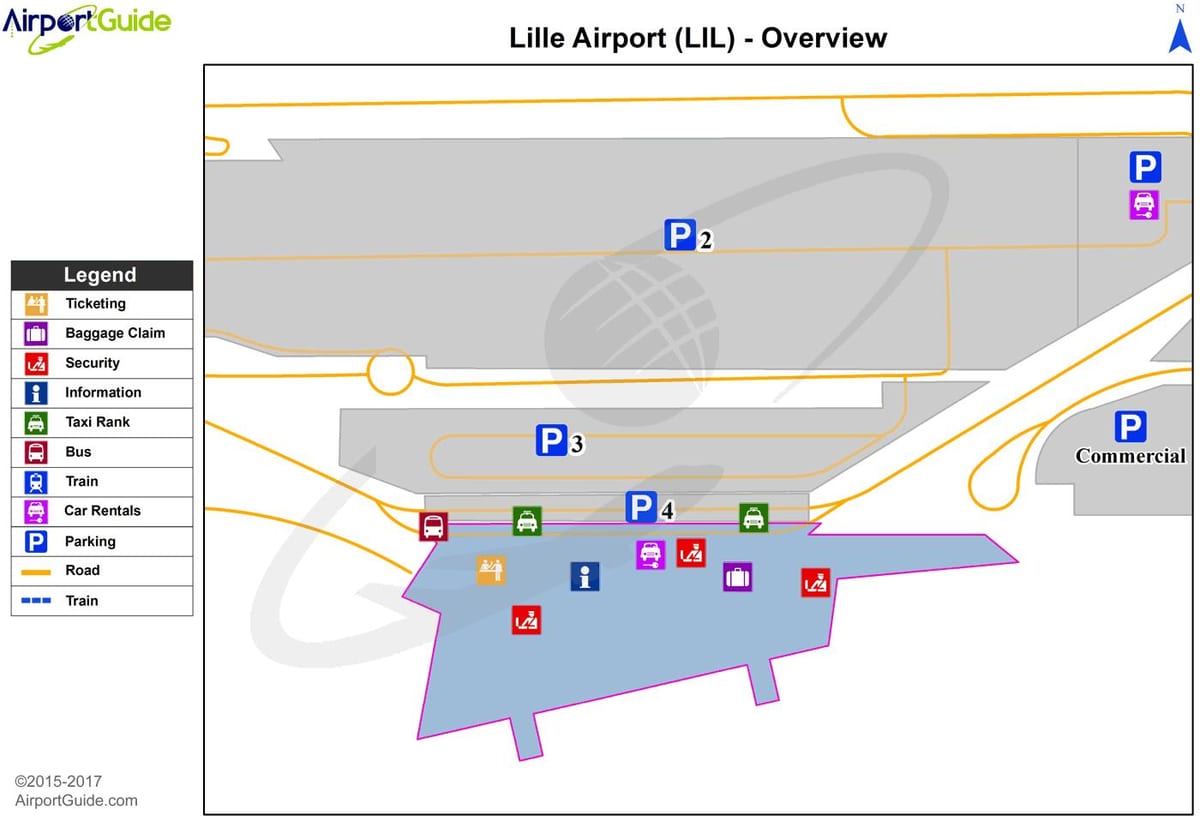 kaart van de luchthaven Lille-lesquin